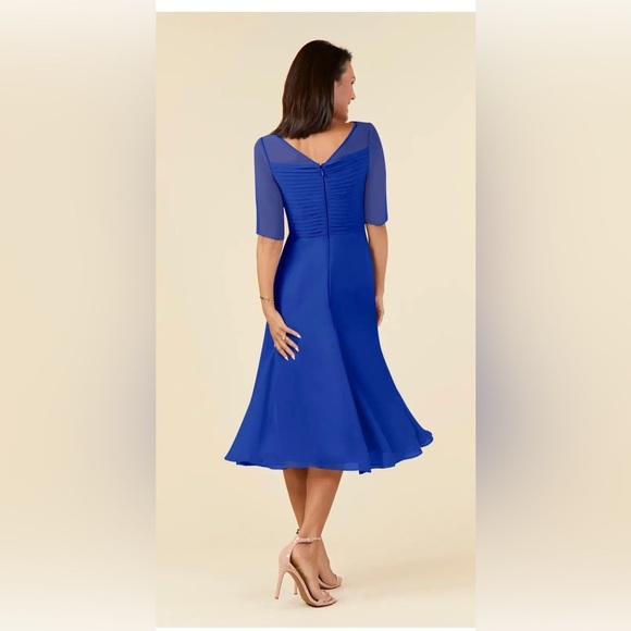 NWT LanTing Bridal Royal Blue A-line Boatneck Okeated Chiffon Dress, 6 - Picture 9 of 11